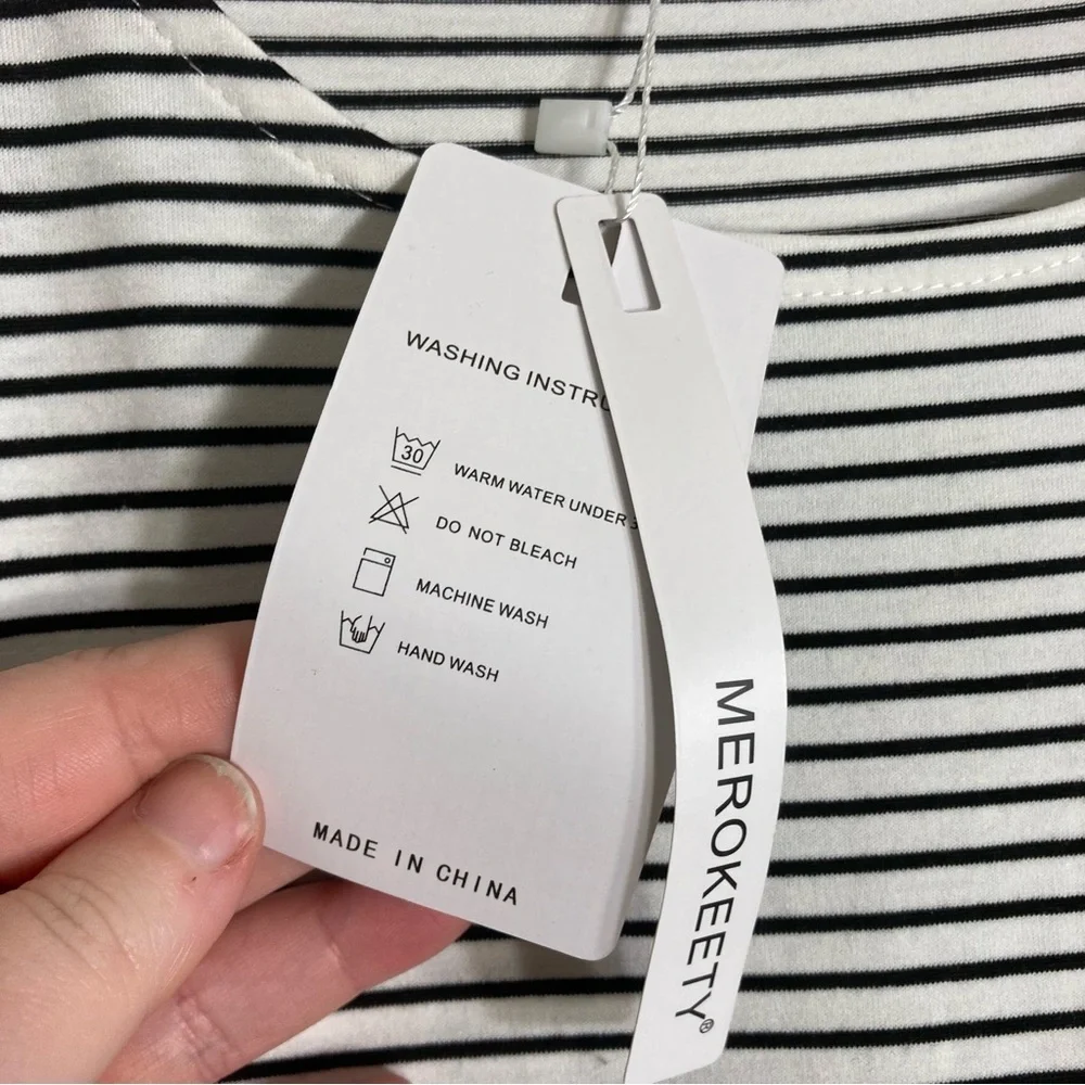 NWT Merokeety Striped Prairie Dress - Black/White - Large - Picture 8 of 10